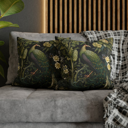 Peacock Floral Garden Pillow William Morris Inspired