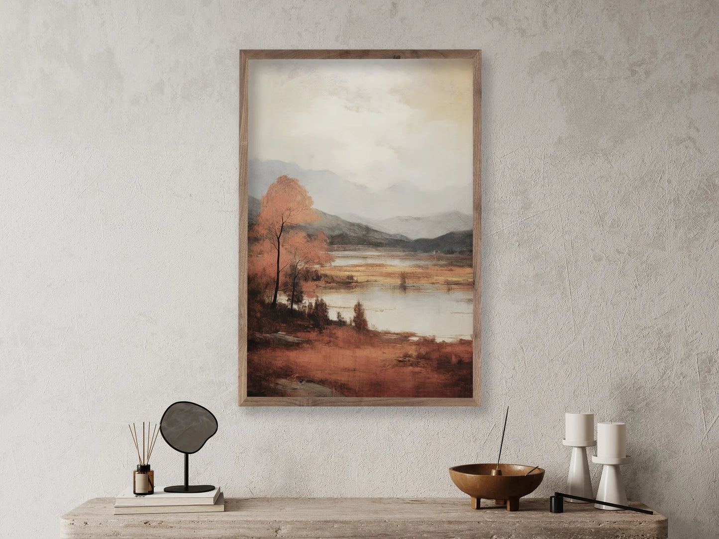 Vintage Autumn Lake Fall Landscape Wall Art Poster