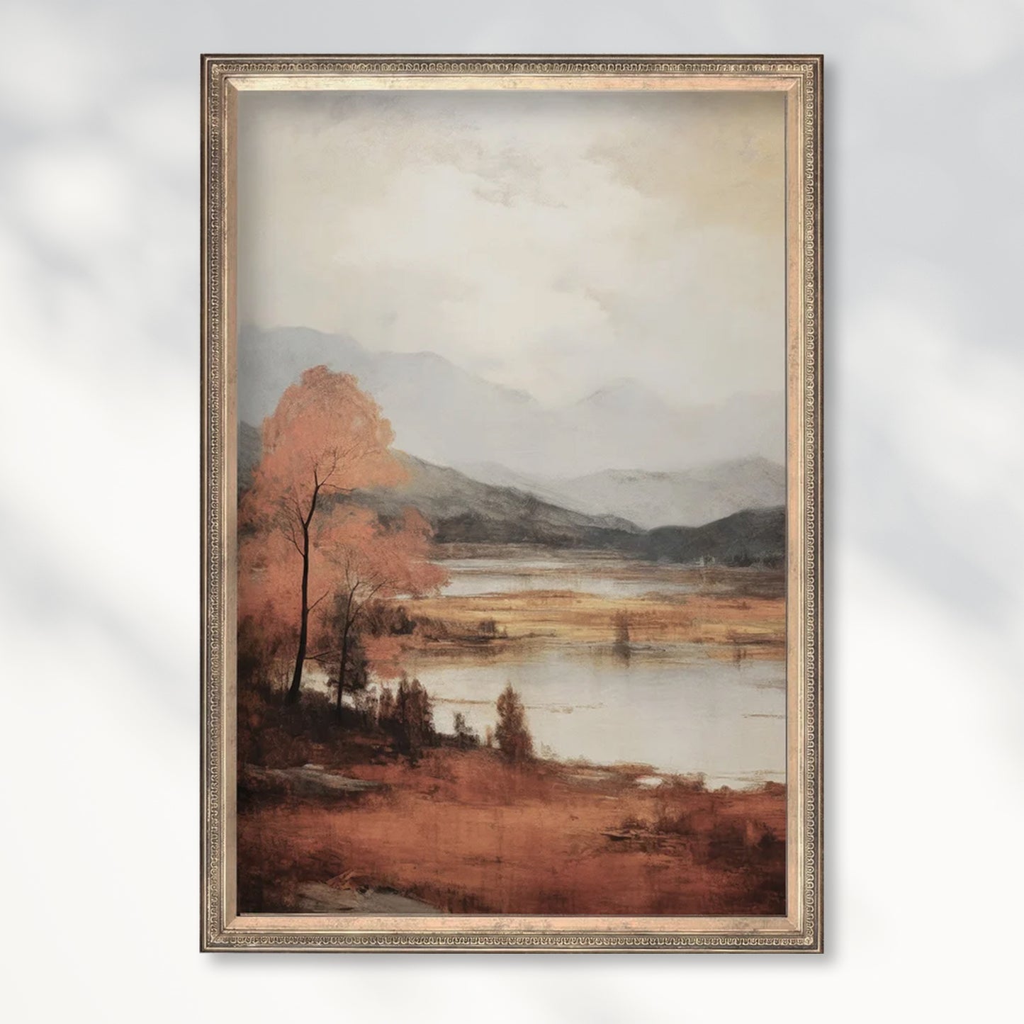 Vintage Autumn Lake Fall Landscape Wall Art Poster