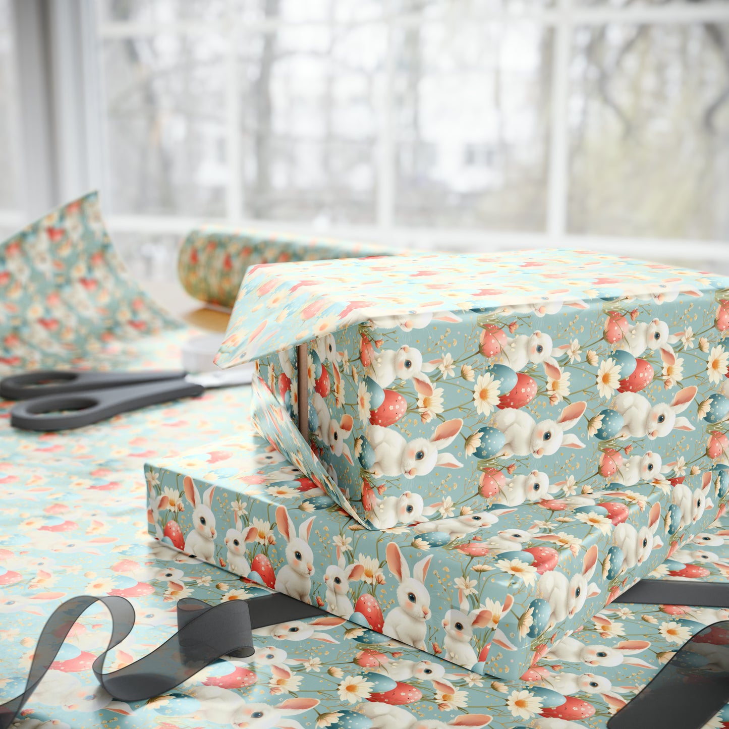 Easter Bunny Egg Floral Wrapping Paper