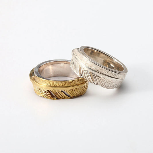 Silver Feather Ring Couple Ring