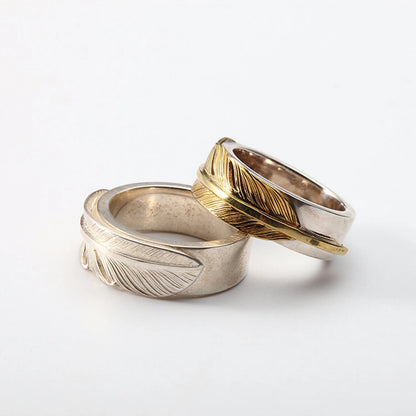 Silver Feather Ring Couple Ring
