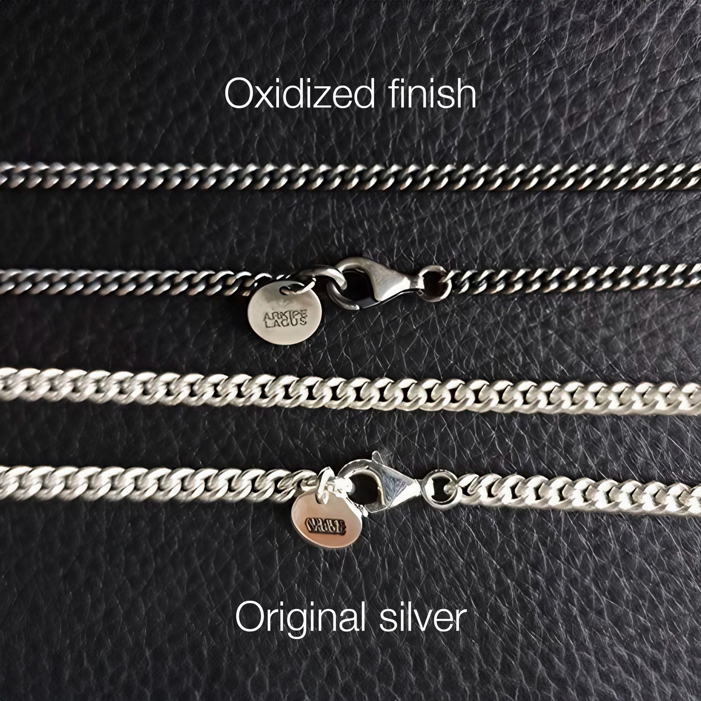 Silver Curb Chain 2mm 3mm 4mm Sterling Silver Chain Necklace, Silver Chain Men Necklace, Silver Essential Chains. Oxidized Silver Chain