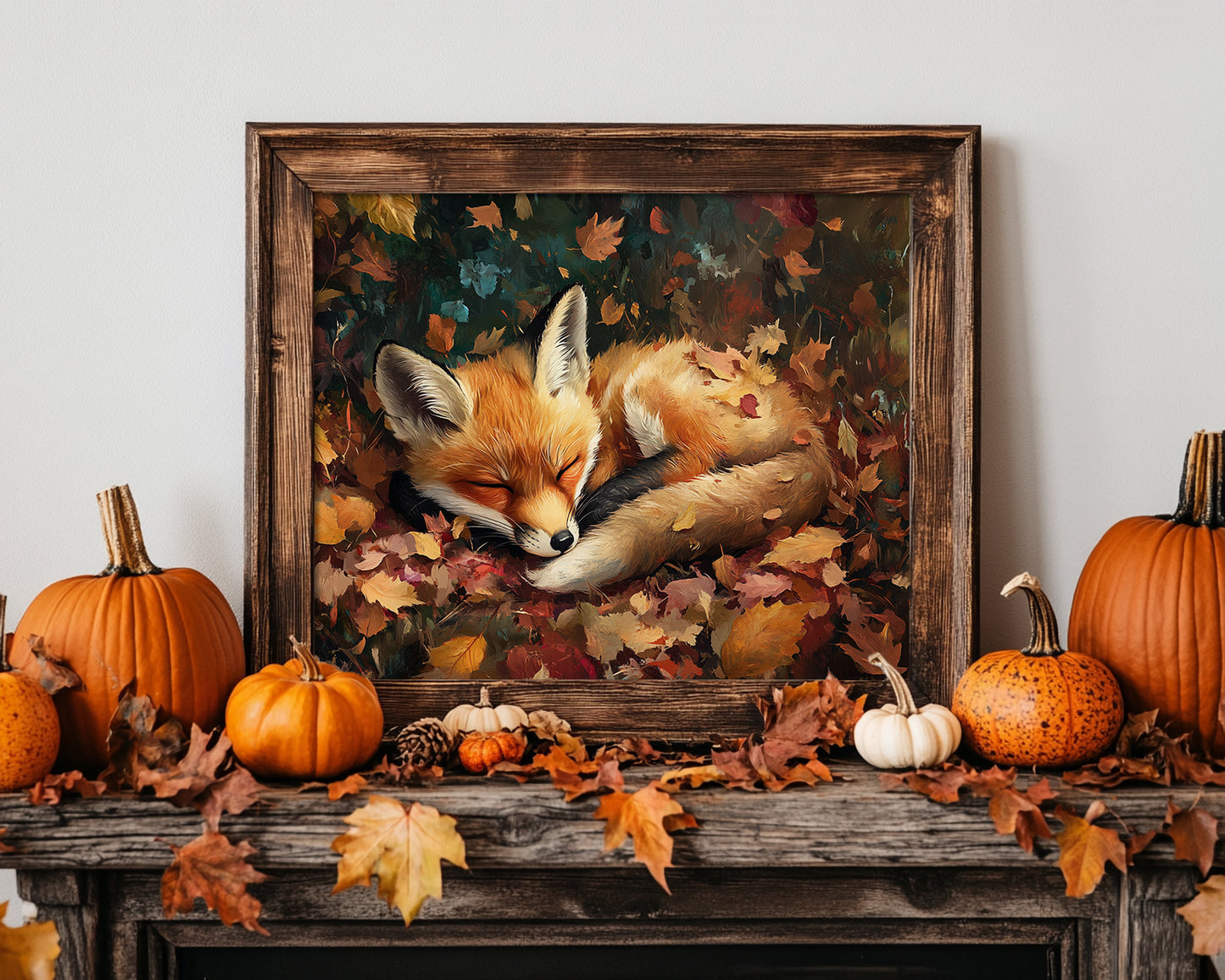 Sleeping Baby Fox in Autumn – 5:4 Ratio Canvas Wall Art