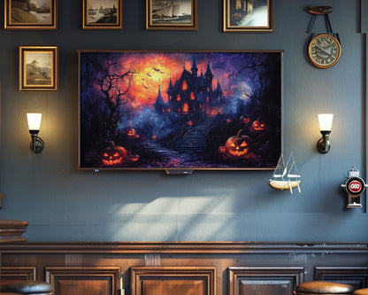 Halloween Haunted House Painting Frame TV Art, Wallpaper