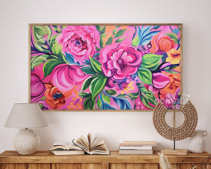 Abstract Flowers Painting Frame TV Art Wallpaper