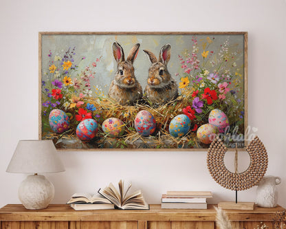 Easter Bunny Easter Egg Floral Frame TV Art Wallpaper