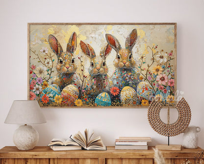 Artistic Easter Bunny Easter Egg Decor Frame TV Art Wallpaper