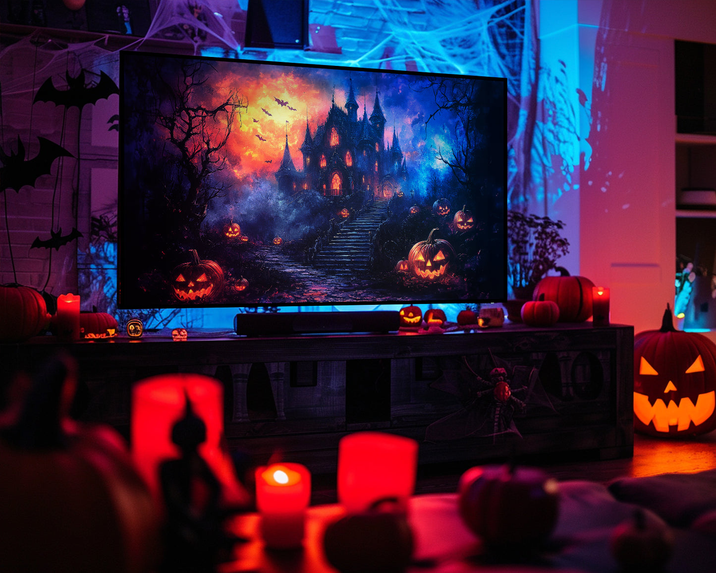 Halloween Haunted House Painting Frame TV Art, Wallpaper