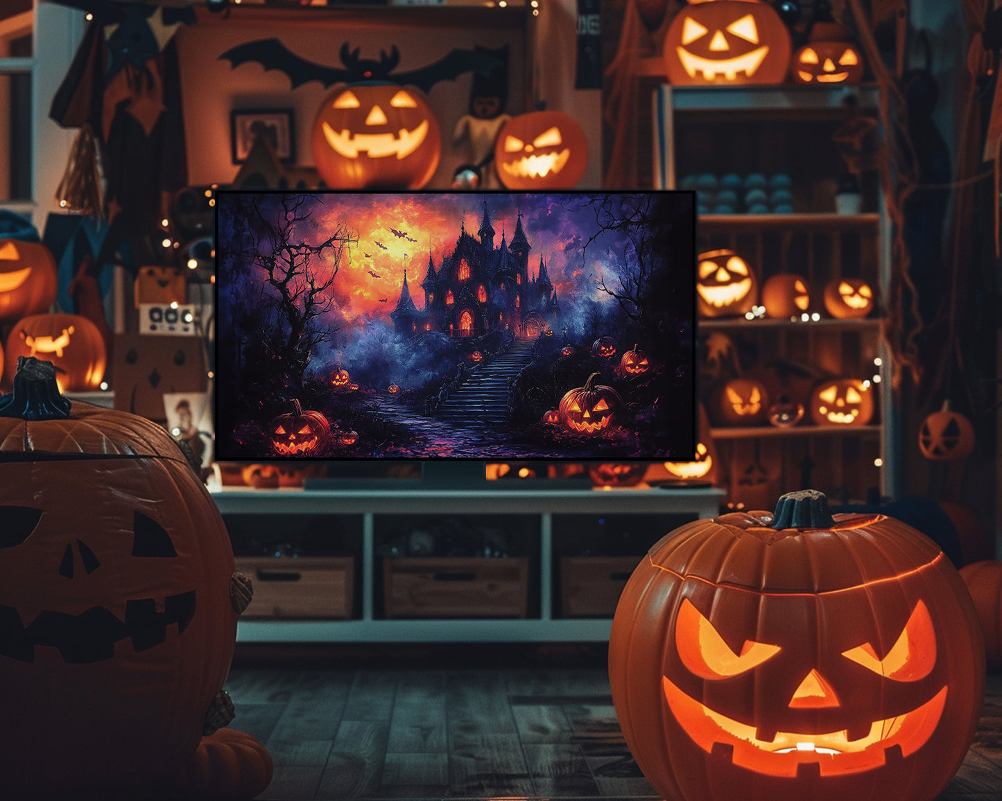 Halloween Haunted House Painting Frame TV Art, Wallpaper