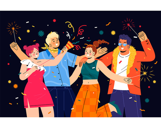 Flat new year's eve celebration illustration