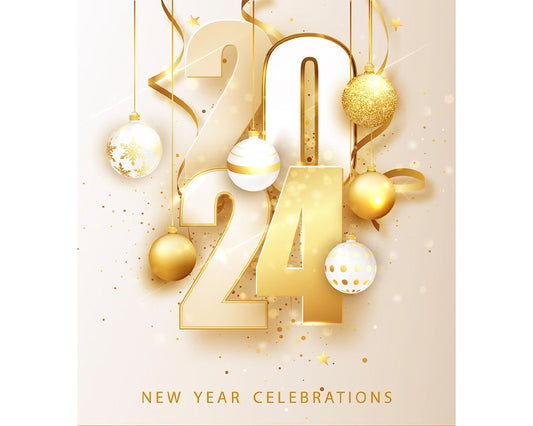 Free vector happy new year 2024 holiday vector illustration of numbers 2024 gold numbers design of greeting