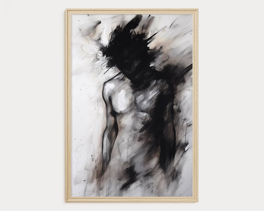 Charcoal Painting, Gay art, Male painting, Male Wall Art Download