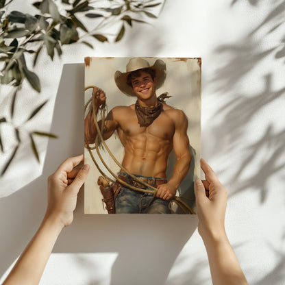 Cute Cowboy Painting, Male Portrait | Digital Download