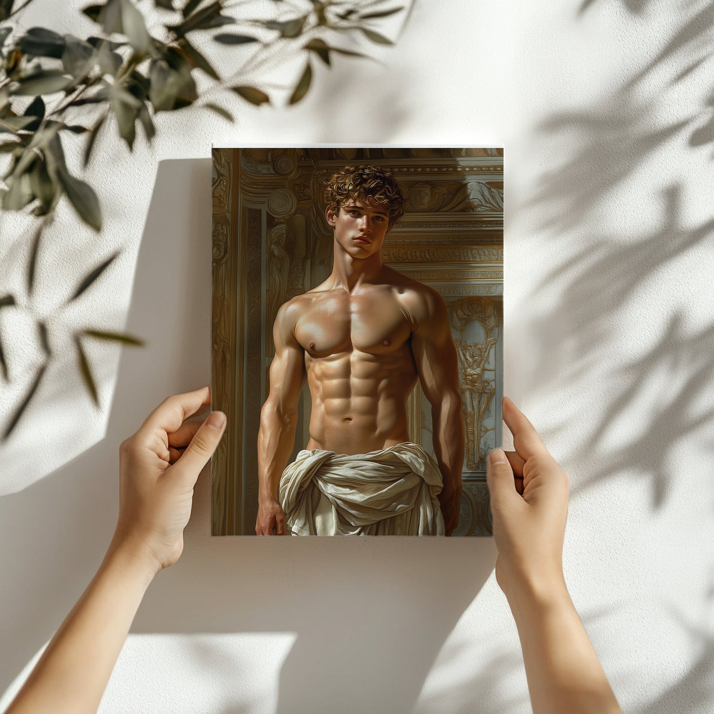 Gilded Male Goddess Illustration, Male Portrait | Digital Download