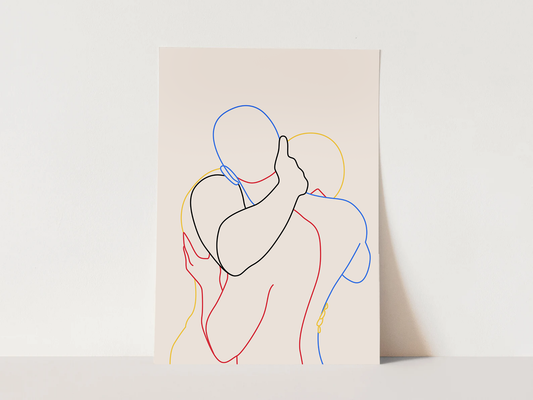 Embrace - Two Men One Line Drawing Gay Art Download