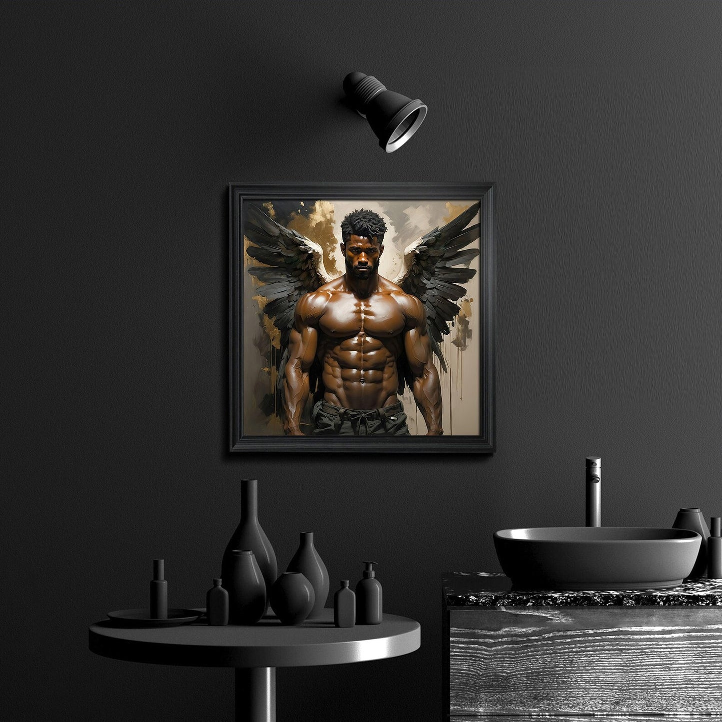 Muscled Man Nude Figure, Angel Wings, Gay Art Painting Download