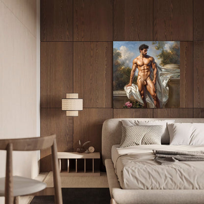 Elegant Muscular Male Figure Muscle Man Digital Print - Matte Canvas Wall Art