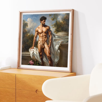 Elegant Muscular Male Figure Muscle Man Digital Print - Matte Canvas Wall Art