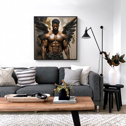 Muscled Man Nude Figure, Angel Wings, Gay Art Painting Download