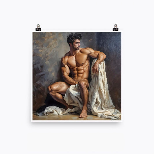 Muscle Male Nude Figure Portrait, Gay Art Download