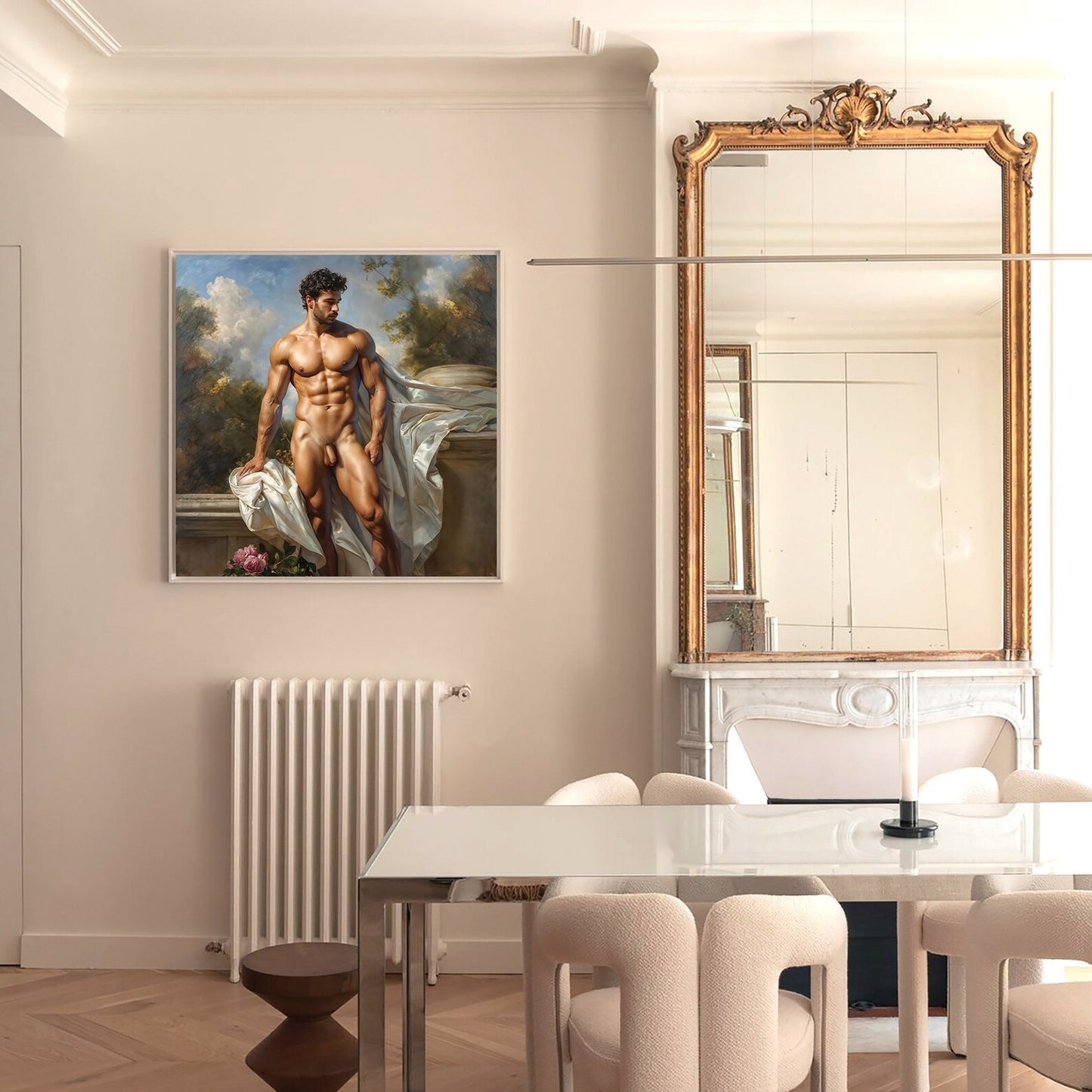 Elegant Muscular Male Figure Muscle Man Digital Print - Matte Canvas Wall Art