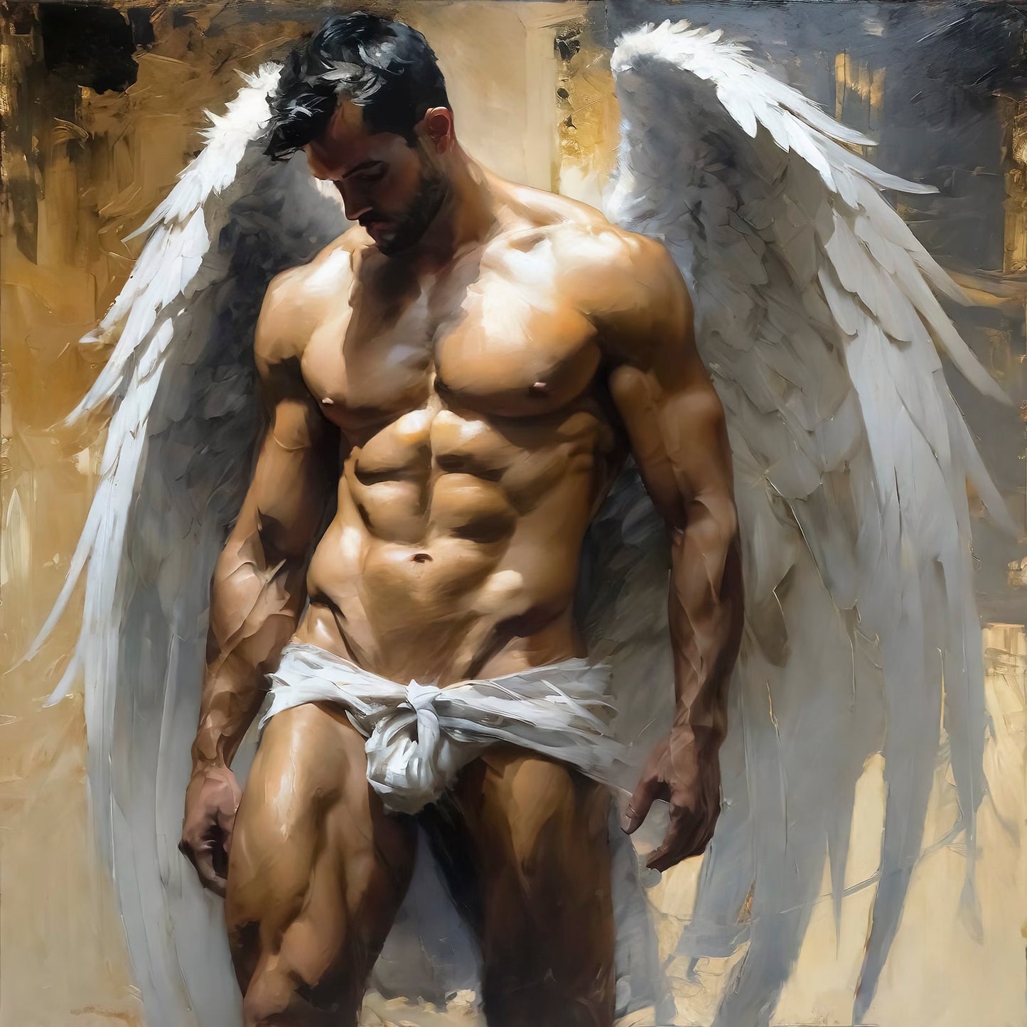 Muscle Man Nude Figure Angel Wings Gay Art Download