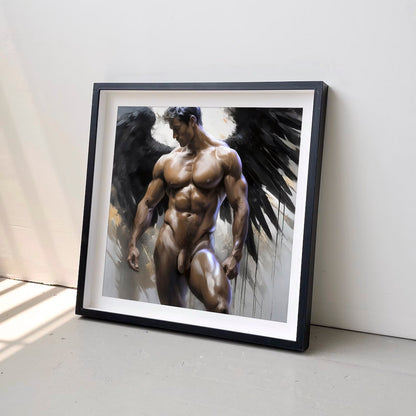 Fallen Angel Muscle Man Wings Nude Figure Gay Art Painting Download