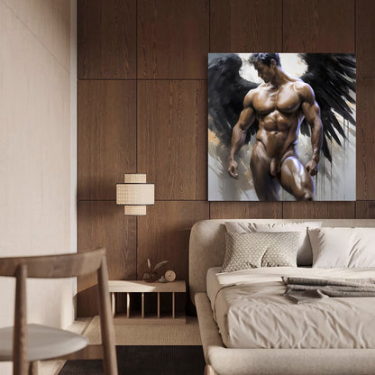 Fallen Angel Muscle Man Wings Nude Figure Gay Art Painting Download
