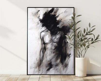 Charcoal Painting, Gay art, Male painting, Male Portrait Art Print Poster