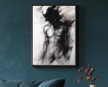 Charcoal Painting, Gay art, Male painting, Male Wall Art Download