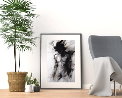 Charcoal Painting, Gay art, Male painting, Male Portrait Art Print Poster