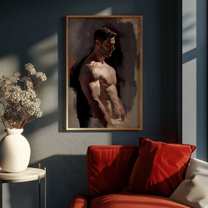 Impressionistic Painting, Gay art, Male painting, Male Portrait Wall Art Download