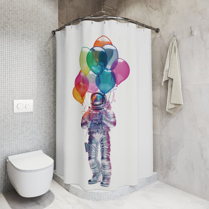 Futuristic Astronaut Balloons Art Print Shower Curtain