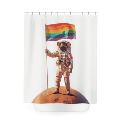 Astronaut Rainbow Flag on Mars Shower Curtain