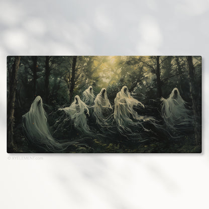 Ghosts in Forest Gathering Impressionist Canvas Print Wall Art