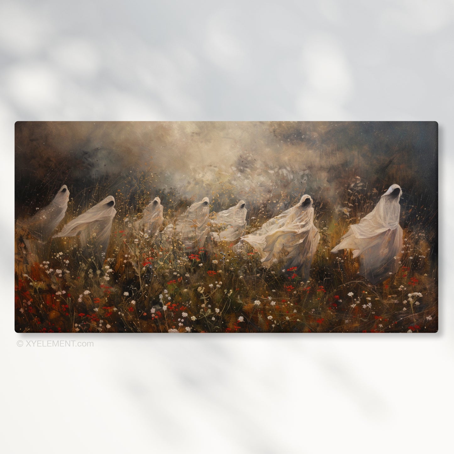 Faceless Ghosts in Autumn Wildflower Meadow - Spirit Canvas Print