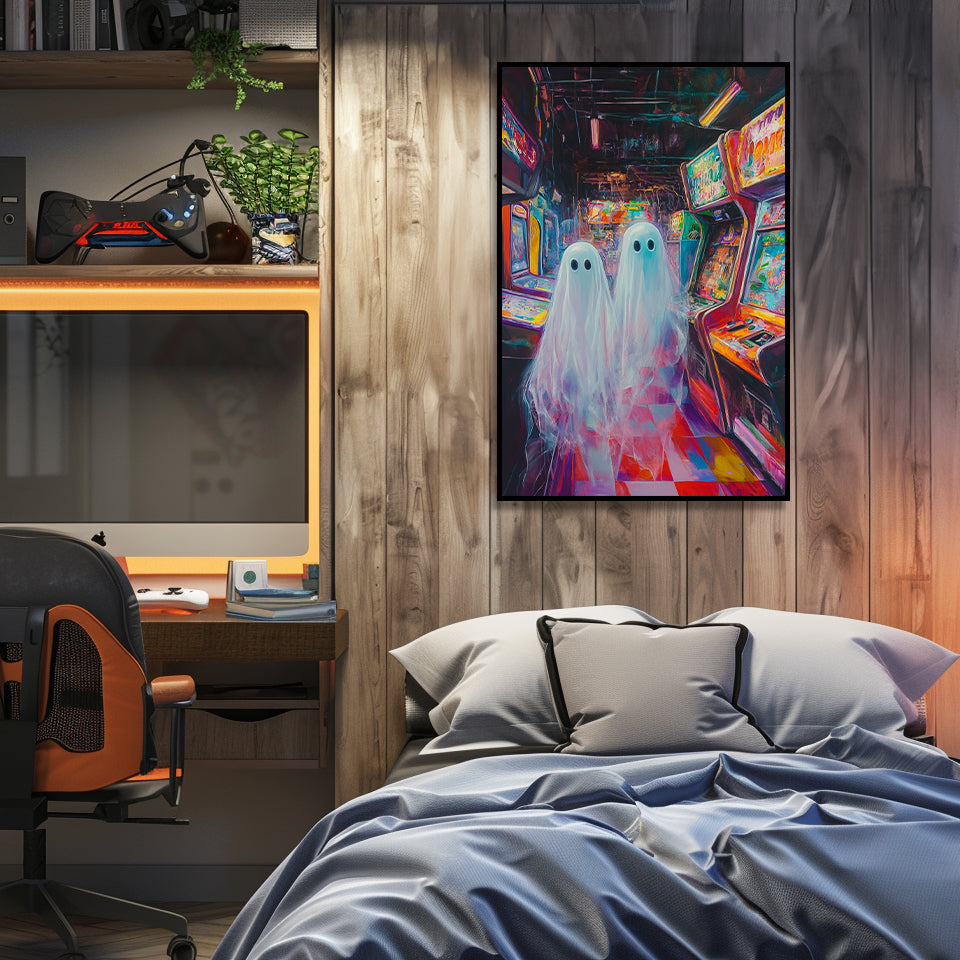 Arcade Game Shop Ghost Poster – Unique Halloween Wall Art