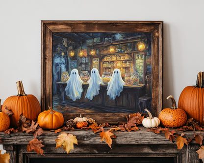 Cute Ghost Candy Shop – 5:4 Ratio Canvas Wall Art