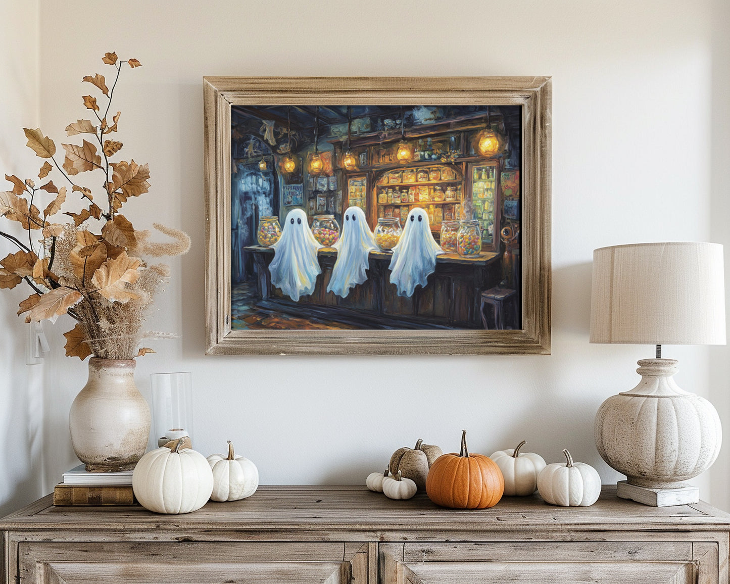 Cute Ghost Candy Shop – 5:4 Ratio Canvas Wall Art