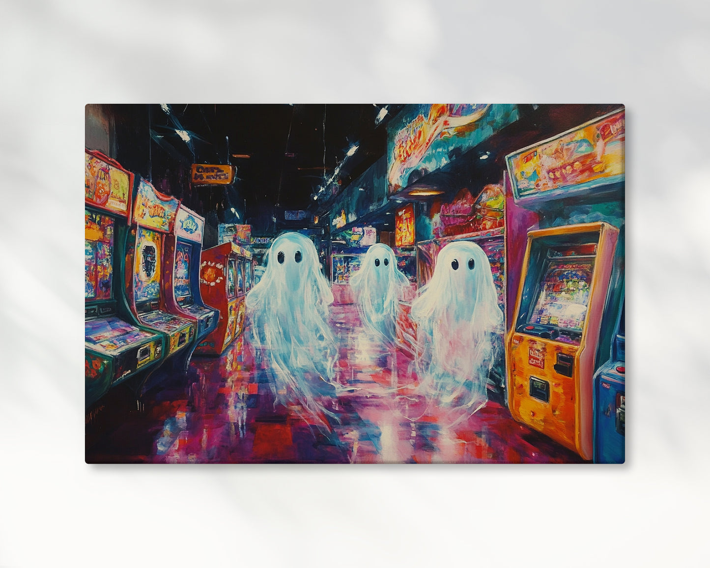 Ghost in Arcade Game Shop – Halloween Canvas Wall Art