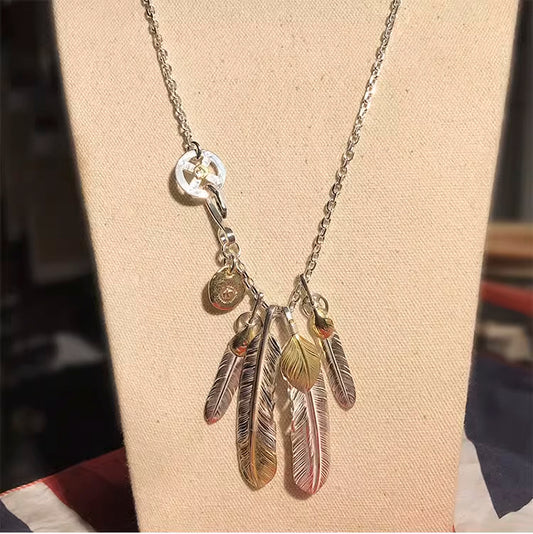 Gold Tip Feather & Gold Top Feather Setup Necklace