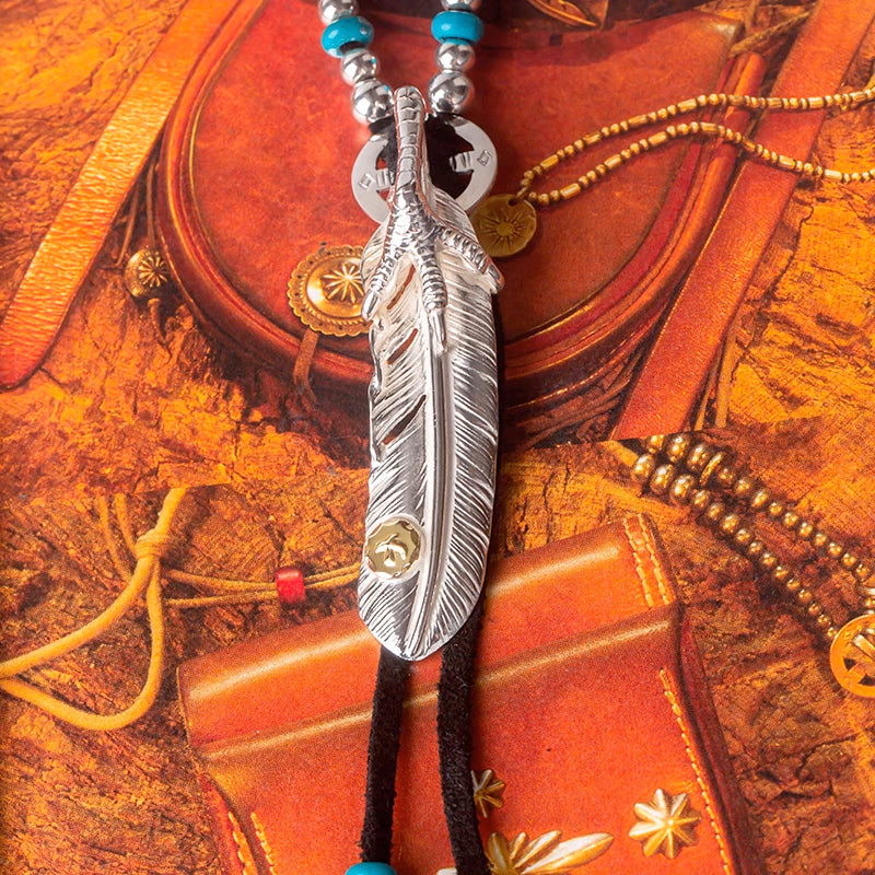 Silver Claw or Turquoise Feather with Leather Cord Set Up