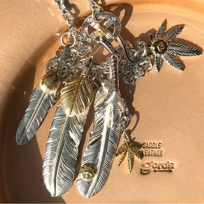 Gold Top & Silver Claw Feather with Charms Setup