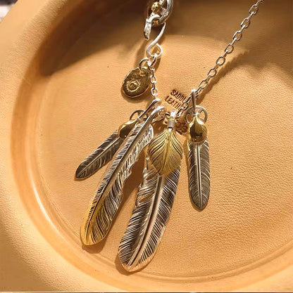 Gold Tip Feather & Gold Top Feather Setup Necklace