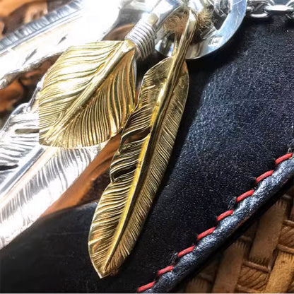 Gold Tip & Gold Top Feather with Leather Cord Setup