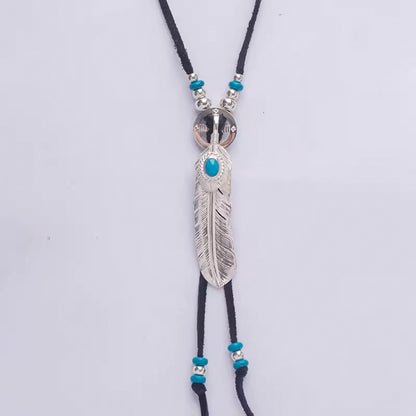 Silver Claw or Turquoise Feather with Leather Cord Set Up