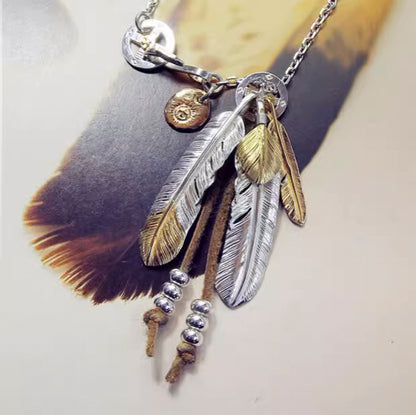 Gold Tip & Gold Top Feather with Leather Cord Setup