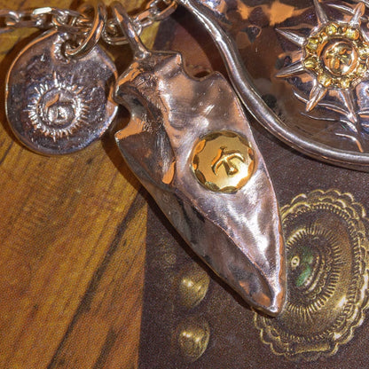 Spoon, Gold Top Feather, Arrowhead and Charms Setup