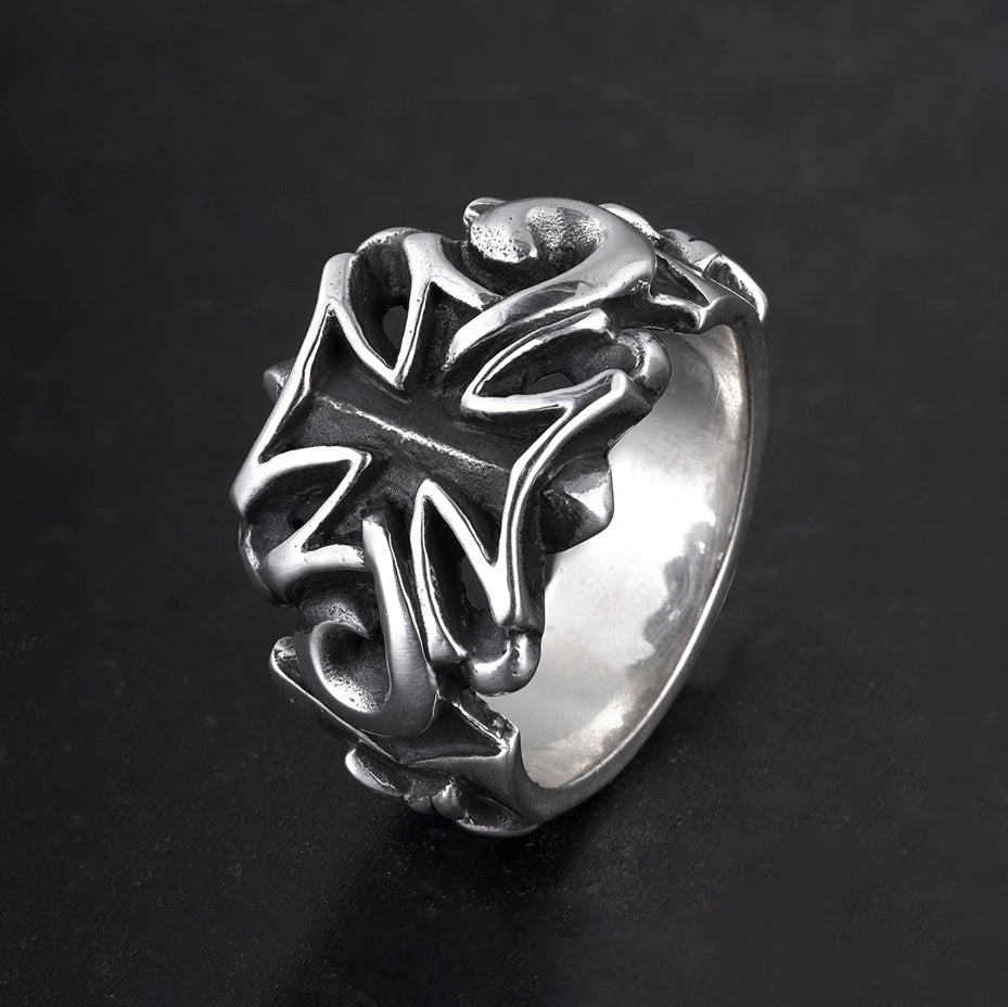 Cross Ring Biker Ring Gothic Ring 925 Sterling Silver Handmade